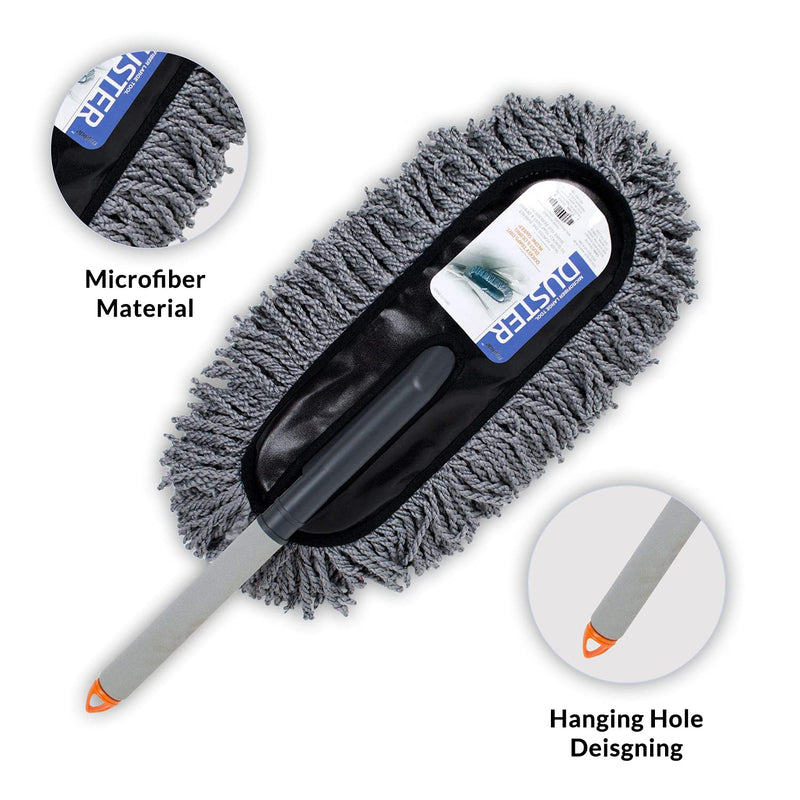 MyRide Microfiber Hand Duster for Cleaning with Handle, 20” Long Pole Dusters for Car Interior and Exterior, Home, Blinds, Ceiling Fan, Desk, Electronics, Washable Head