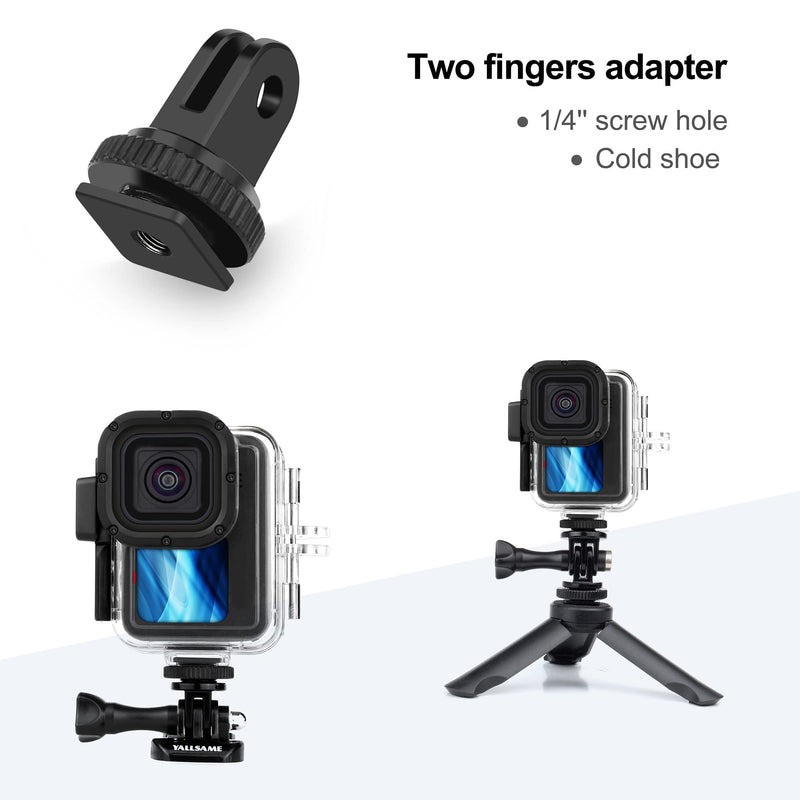 YALLSAME Tripod Mount for GoPro Adapter Go Pro Accessories in Finger Mount System with Quick Release Buckle Screw Fit for GoPro Hero 10 9 8 7 6 5 4 3 DJI OSMO Sjcam Xiaoyi and Most Action Camera 5 Pack Adapter Mount