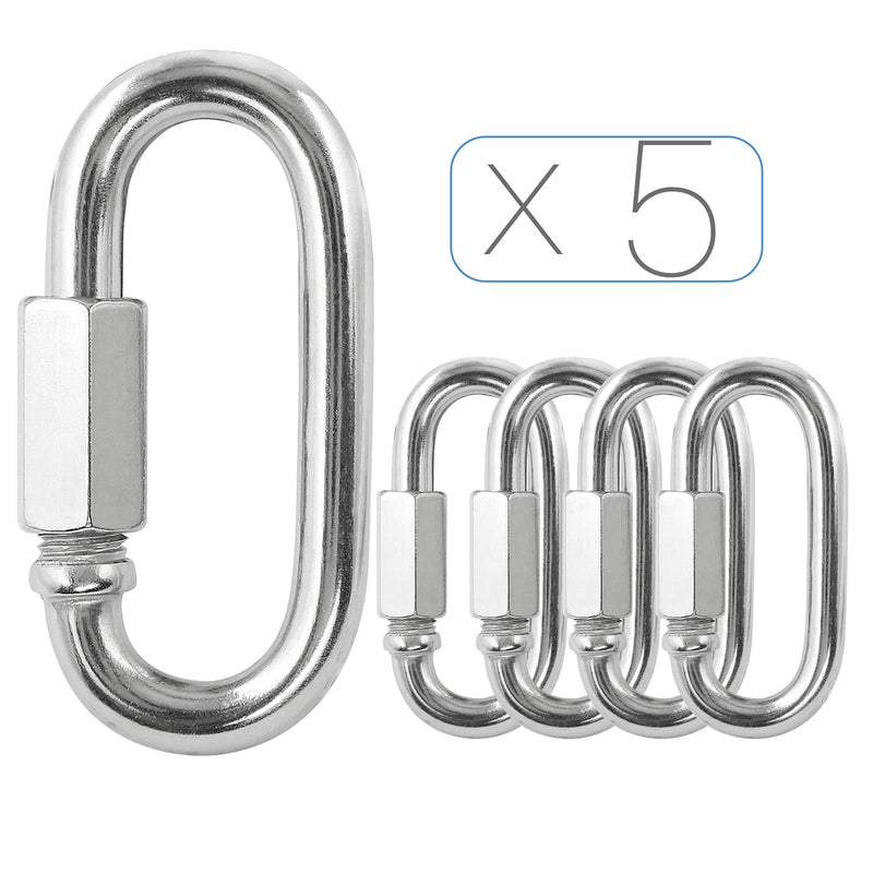 Masendelk 5pcs M8 Quick Link Chain, 5/16 Inch Stainless Steel Quick Links, D Shape Locking Quick Connector - 1520lb Capacity M8, 5 Pack
