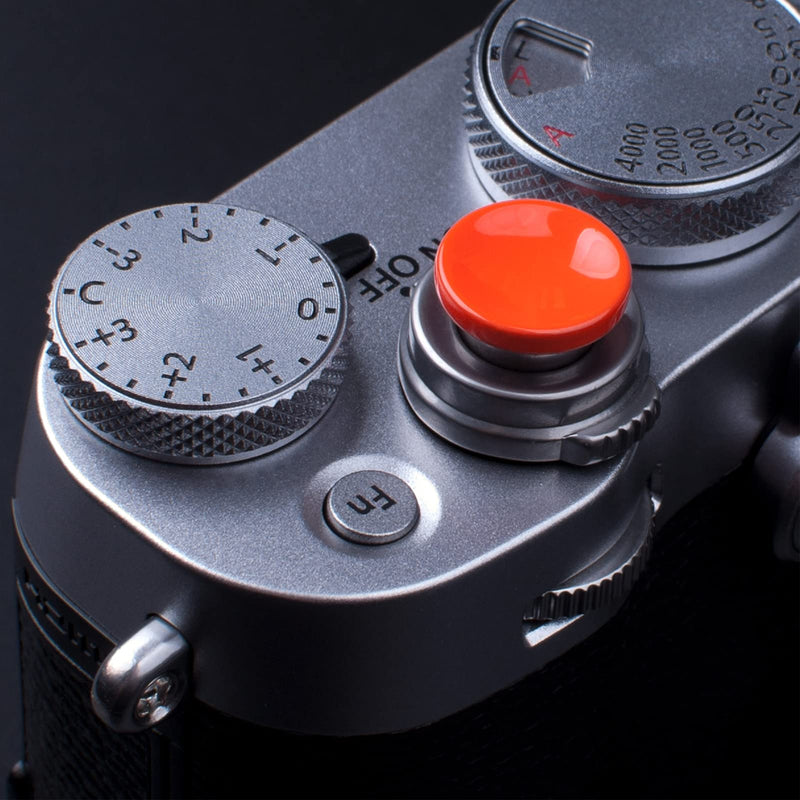VKO Soft Metal Shutter Release Button Compatible with Fujifilm X-T30 X-T3 X100F X-T20 X-PRO2 XPRO-3 X30 X100T X100S X-E2 X-T10 X-T4 RX10 II III IV Camera Black Red Orange 11mm Concave Surface(3 Pack)
