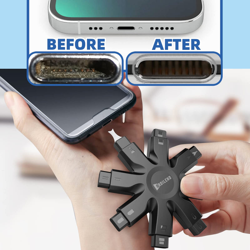 Ordilend iPhone Cleaning Kit,Charging Port Cleaning for Phone iPad Watch, Repair & Restore Cleaner for iPhone Speaker & Lightning Charger Cables, Upgrade Snowflake Cell Phone Cleaning Kits Snow Black