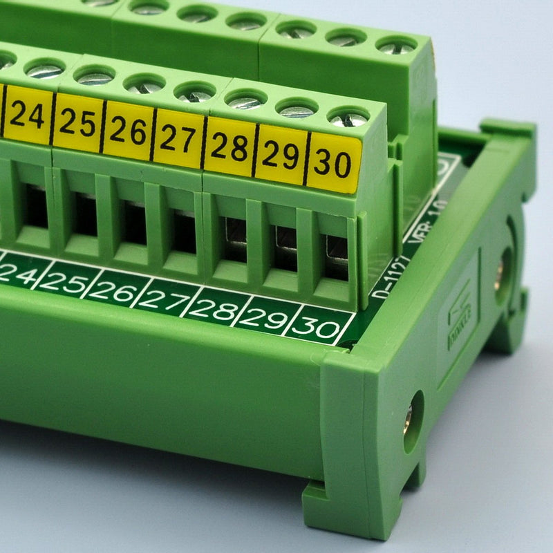 Electronics-Salon DIN Rail Mount 30 Position 24A / 400V Screw Terminal Block Distribution Module.