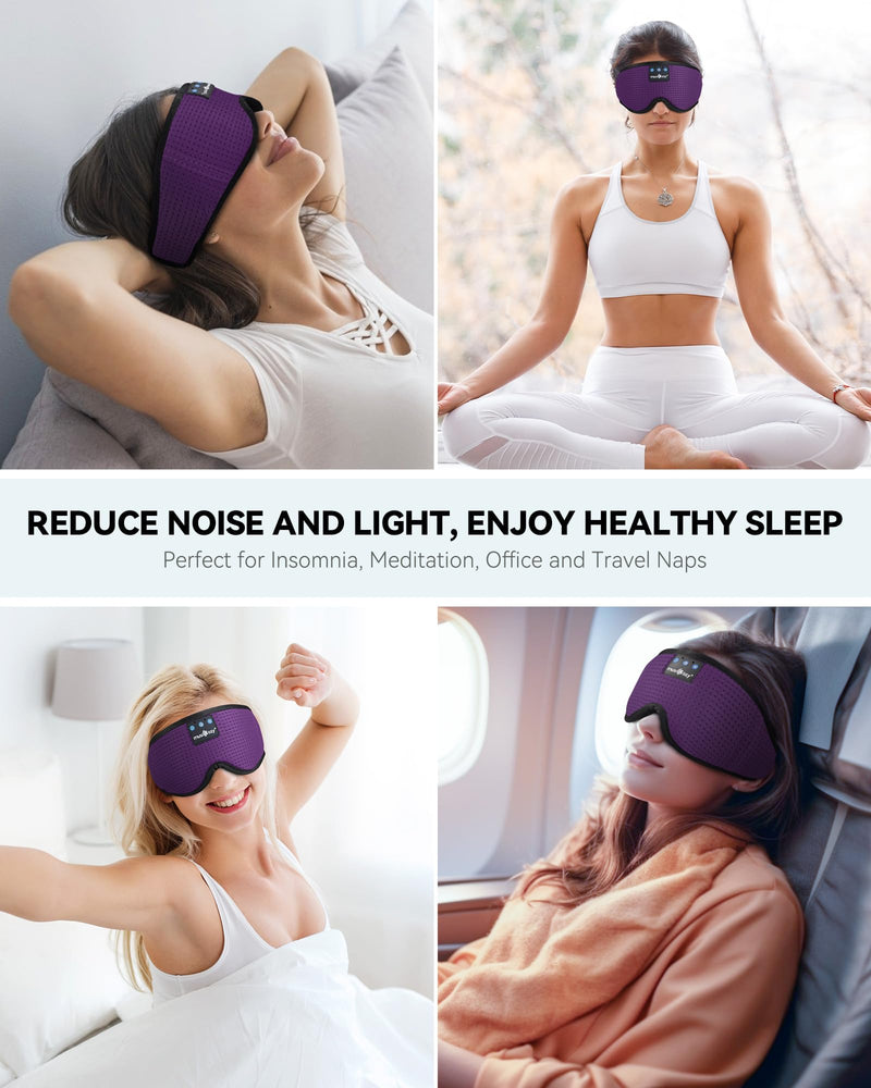 MUSICOZY Sleep Headphones Bluetooth Sleep Eye Mask for Sleeping Wireless Music Sleeping Headphones Headband Eye Mask Sleep Earbuds for Side Sleepers Men Women with Speakers Cool Tech Gadgets(Purple) Purple