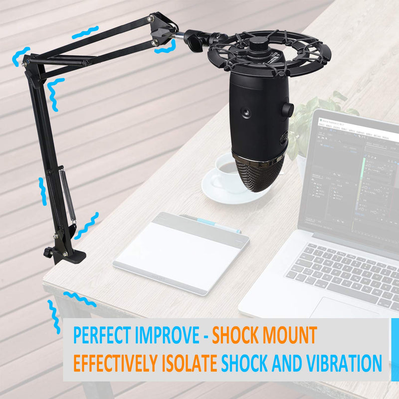 Blue Yeti X Shock Mount, Latest Alloy Microphone Shockmount Reduces Vibration and Shock Noise Matching Boom Arm Mic Stand by YOUSHARES