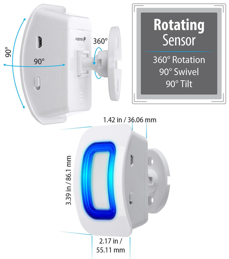 Fosmon WaveLink 51005HOM Wireless Home Security Driveway Alarm, Motion Sensor Detect Alert, Store Door Entry Chime Doorbell (500 Feet, 58 Tunes, 5 Volume Levels, LED Indicators) 1 Motion Detector