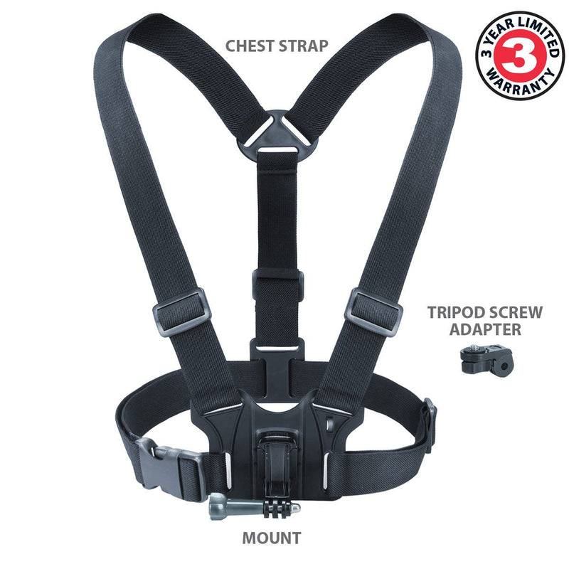 USA Gear Action Camera Chest Mount- Action Camera Accessories with Tripod Adapter. Camera Mount with Body Strap. Action Cam Accessories - Compatible with GoPro Max and Hero 3 8 9 10 - Body Harness