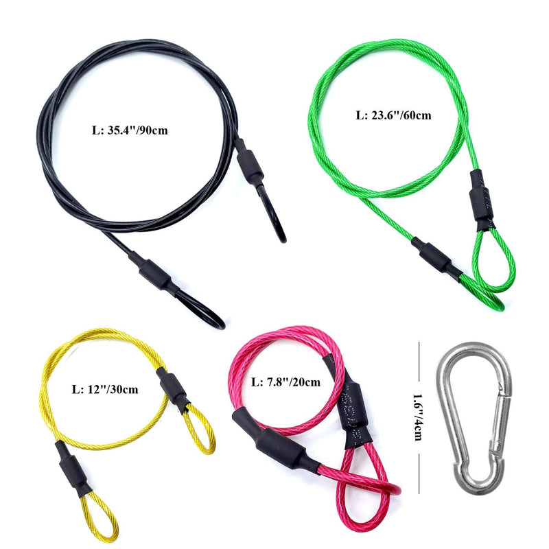 Camera Safety Tether, Stainless Steel Cable Wire Colorful Coating Lanyard with Hook Carabiner Clip for GoPro Hero 9 8 7 6 5 4 3 Session DJI Osmo Action and Other Action Camera
