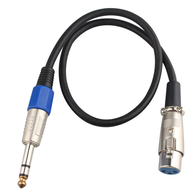 Futheda Female XLR to 6.35mm Stereo TRS Jack Lead/Balanced Signal/Audio Patch Microphone Cable 0.5m Black
