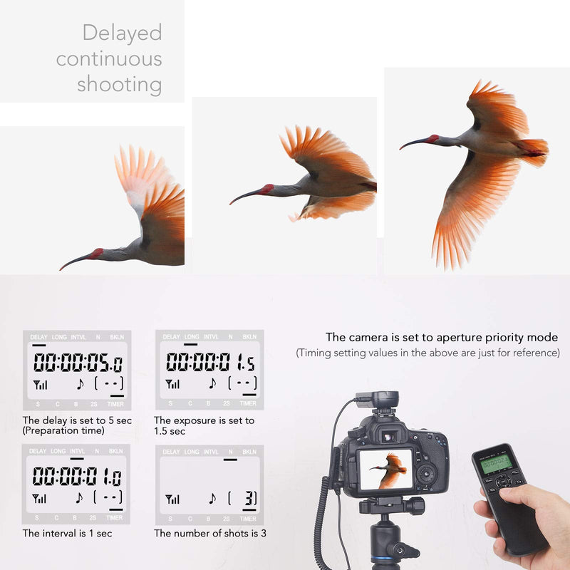 HAOXI AODELAN Camera Wireless Shutter Release Timer Remote Control for Canon EOS R, ROS RP, EOS RA, R6, R5, 80D, 77D, 70D, 250D, 90D, 10D, T7, T6i, T6s, T5i, T4i, T3i, PowerShot SX70H, RS-60 & TC-80N