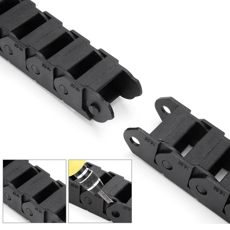 uxcell R28 15mm x 20mm (InnerH*InnerW) Black Plastic Wire Carrier Cable Drag Chain 1M Length for CNC