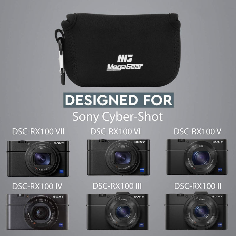 MegaGear MG085 Sony Cyber-shot DSC-RX100 VII, Cyber-shot DSC-RX100 VI, DSC-RX100 V, DSC-RX100 IV, DSC-RX100 III, DSC-RX100 II Ultra Light Neoprene Camera Case - Black