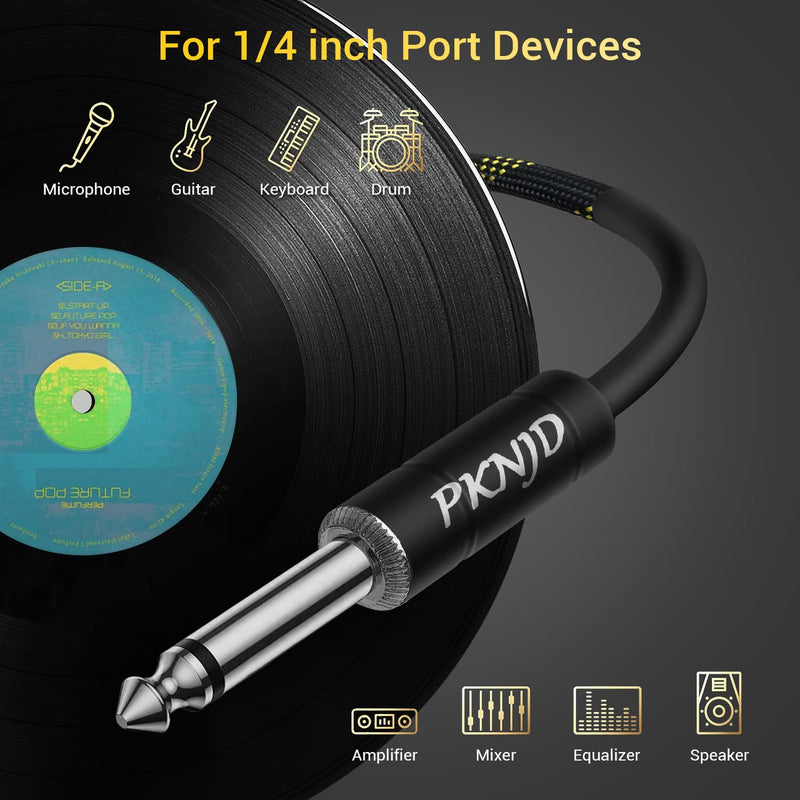 PKNJD Guitar Cable 10FT 1/4 Inch Straight Instrument Cable Or Right Angle 1/4 Inch TS to Straight 1/4 Inch TS Electric Guitar and Bass,Pro Audio Cable (Straight)