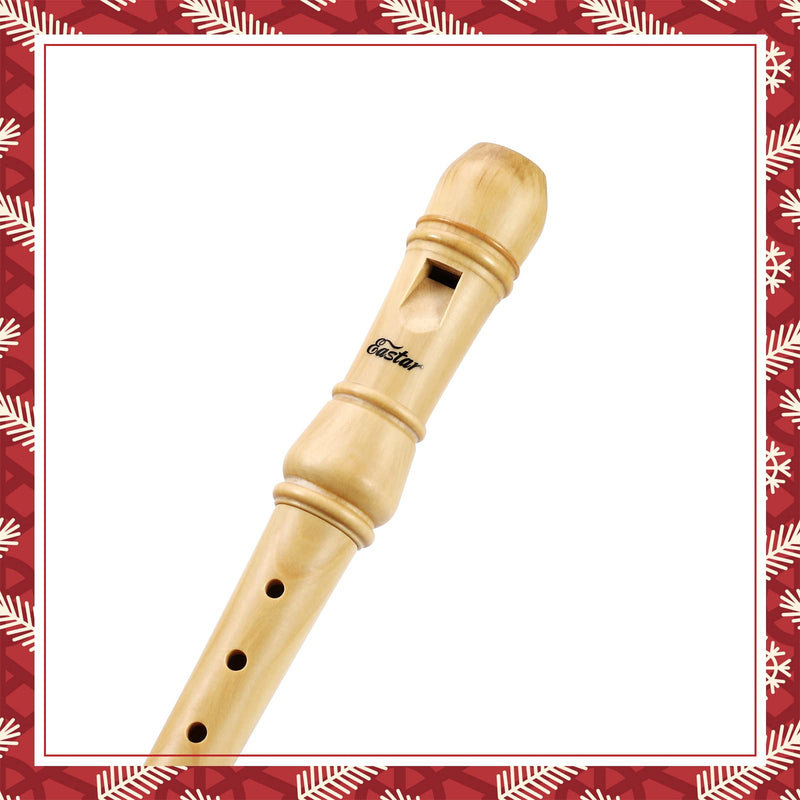 Eastar ERS-31GM Wooden Recorder, German Fingering 3-Piece Maple C Soprano Recorder with Fingering Chart, Joint Grease, Hard Case and Cleaning Set (ERS-31GM) natural