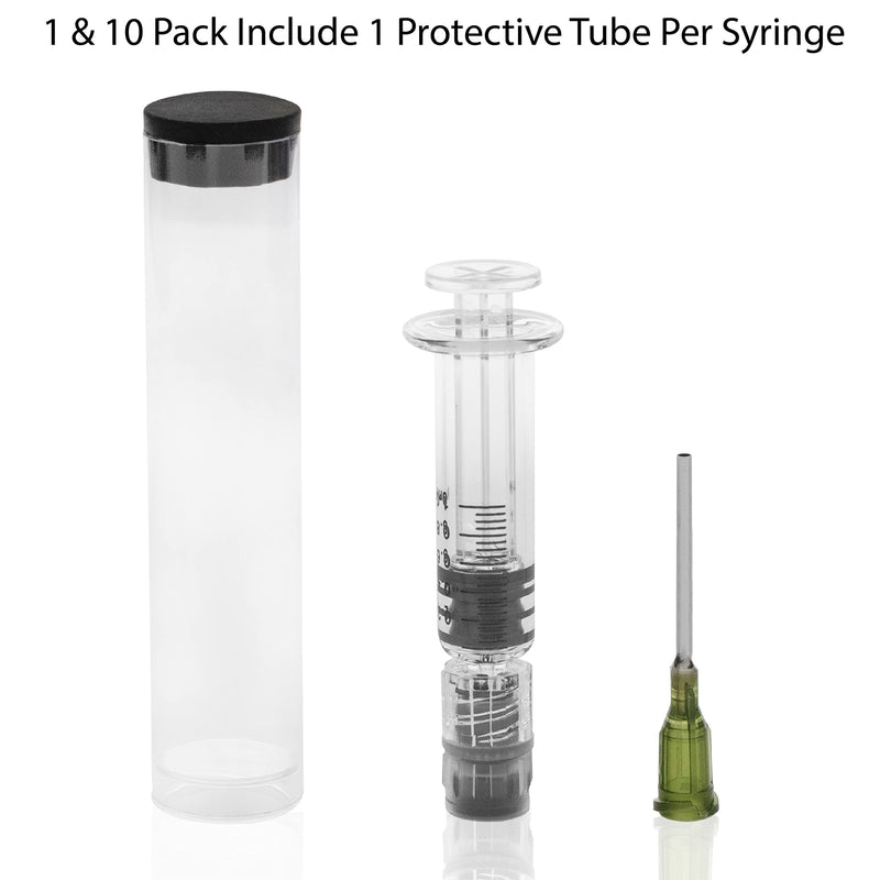 Kopperko 1 Pack (Single) Borosilicate Glass Syringe - 1ml Syringe, Heat Resistant Luer Lock Syringe - Glue Syringe for Use with Thick Liquids, Oils, Ink - Bonus 14GA Blunt Tip Non-Hypodermic Needles