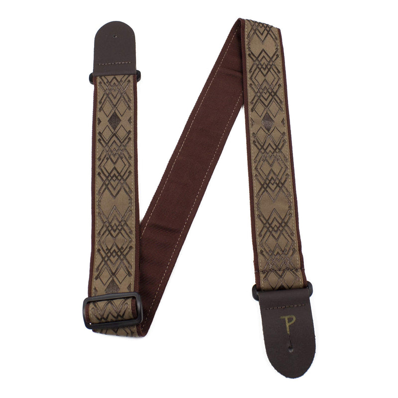 Perri's Leathers Ltd. - Guitar Strap - Nylon - Jacquard - Brown - Diamond - Adjustable - For Acoustic/Bass/Electric Guitars - Made in Canada (TWS-6544)