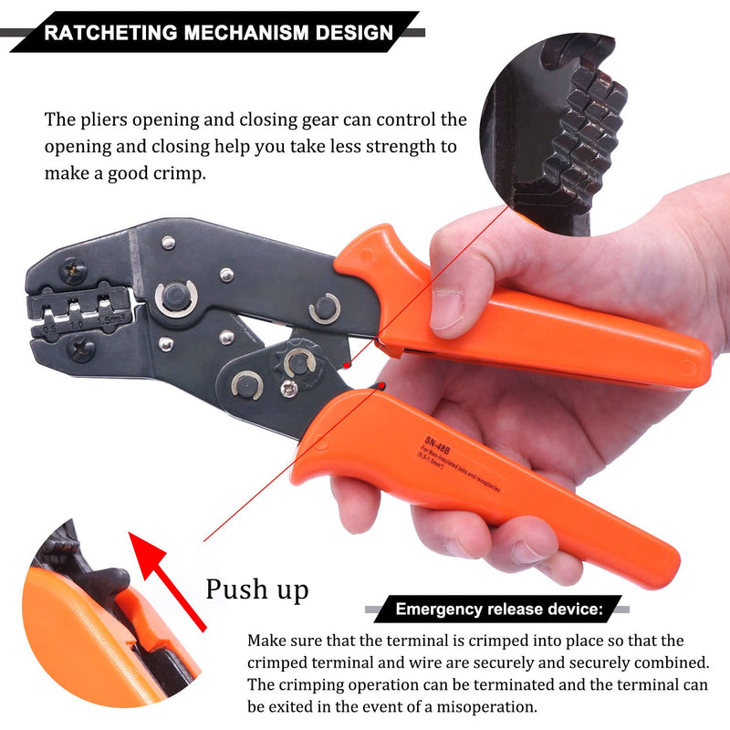 Twidec/Wire Crimping Pliers 2.8/4.8/6.3 mm Spade 26-16AMG Crimping Tools Manual Crimp Fold Tool for Open Barrel Terminals SN-48B