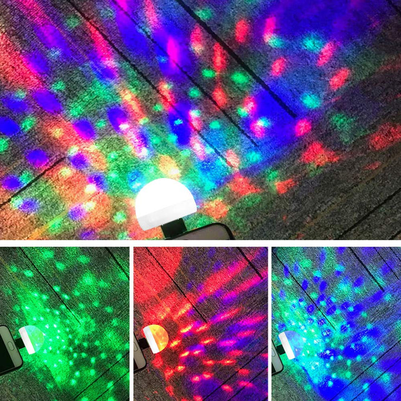 YzzYzz Holiday Disco Lights USB Party Lights, Holihifi Mini Disco Ball Light Sound Activated 4W RGB Stage Lights, LED Car Atmosphere Light, Applicable to USB Interface and Mobile Phones (4PCS) 4PCS USB Disco Light