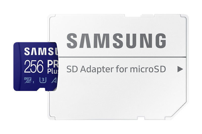 SAMSUNG PRO Plus + Adapter 256GB microSDXC Up to 160MB/s UHS-I, U3, A2, V30, Full HD & 4K UHD Memory Card for Android Smartphones, Tablets, Go Pro and DJI Drone (MB-MD256KA/AM)