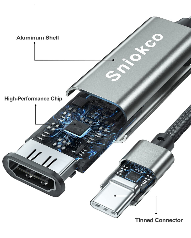 [AUSTRALIA] - USB C to HDMI Adapter, Sniokco Type-C to HDMI Adapter (Thunderbolt 3) for Home Office, Compatible with MacBook Pro, MacBook Air, Pixelbook, Surface Pro, Pad Pro, Pad Air, XPS, G,alaxy S10 S9+ and More 0.65Ft 