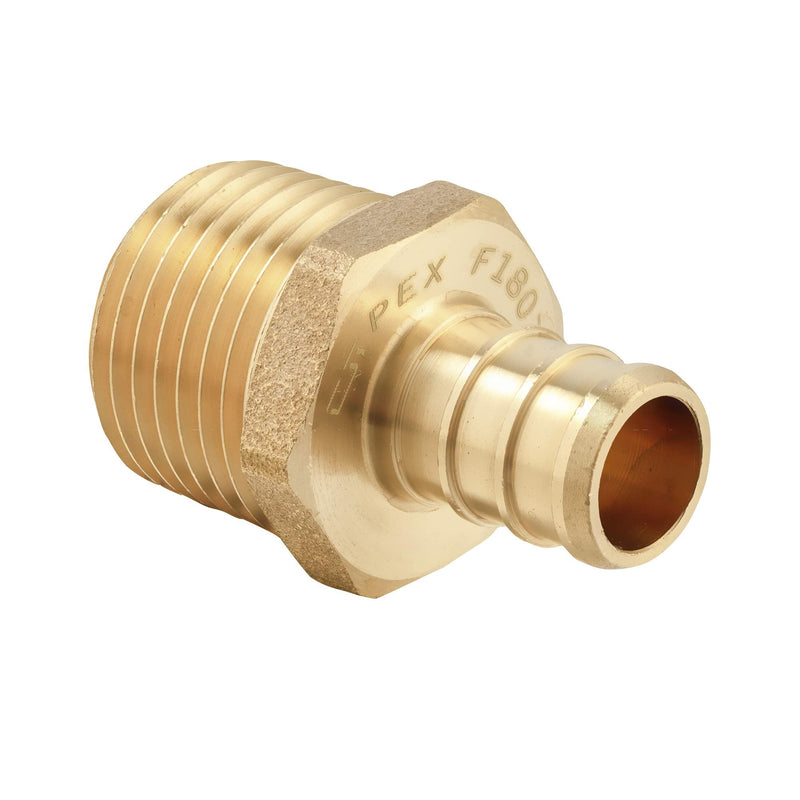 (Pack of 10) EFIELD Pex 1/2 Inch x 1/2 Inch NPT Male Adapter Brass Crimp Fitting, Lead Free (1/2" x 1/2")