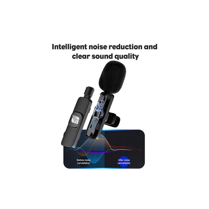 [AUSTRALIA] - SPEC Portable External Wireless Lavalier Clip On Microphone iPhone for Live Streaming, Video Recording, TIK Tok Live, Facebook Live, YouTube Live Streaming for iPhone (Black) Black 