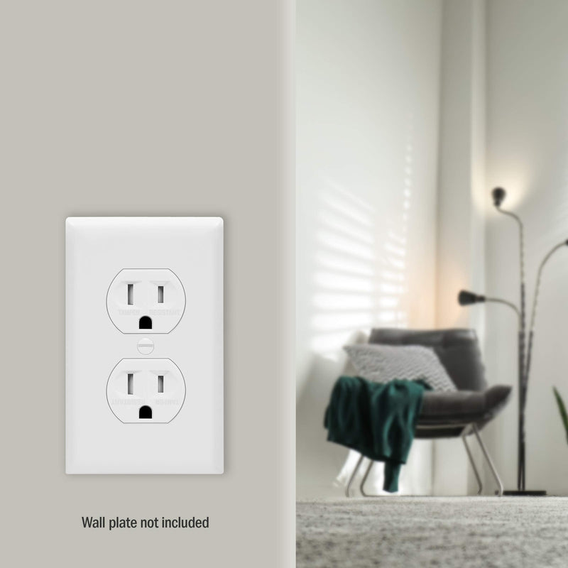 ENERLITES Duplex Receptacle Outlet, Tamper-Resistant Electrical Wall Outlets, Residential Grade, 3-Wire, Self-Grounding, 2-Pole,15A 125V, UL Listed, 61580-TR-W-10PCS, White (10 Pack) Tamper Resistant