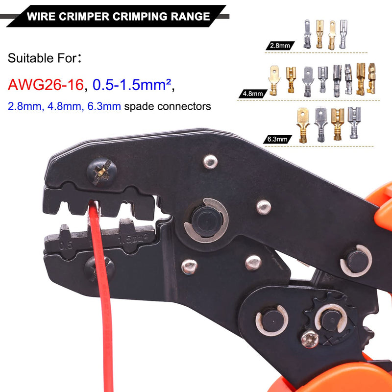 Twidec/Wire Crimping Pliers 2.8/4.8/6.3 mm Spade 26-16AMG Crimping Tools Manual Crimp Fold Tool for Open Barrel Terminals SN-48B