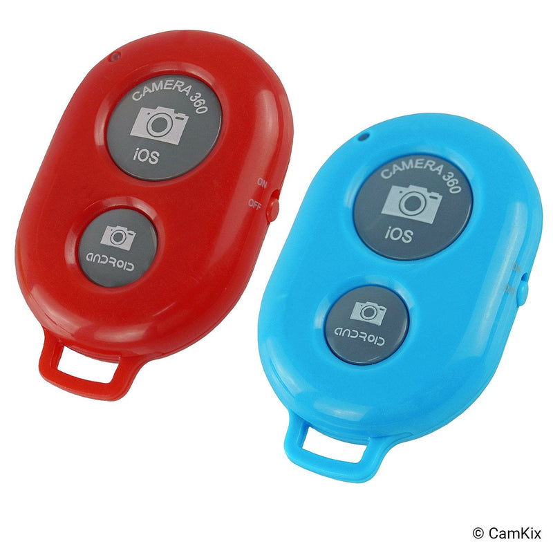 CamKix Camera Shutter Remote Control with Bluetooth Wireless Technology - 2 Pack - Create Amazing Photos and Videos Hands-Free - Works with Most Smartphones and Tablets (iOS and Android) Red & Blue