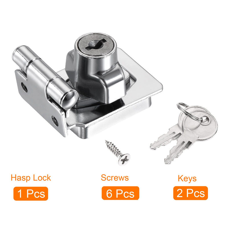 MECCANIXITY 2.5 Inch Keyed Different Hasp Lock 90 Degree Chrome Plated Twist Knob for Cabinet Door Drawer, Silver 2.5"
