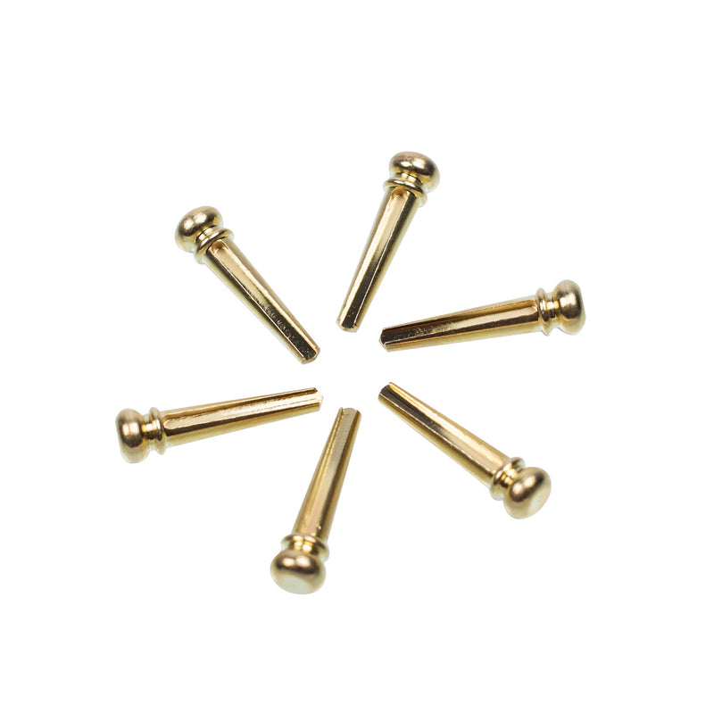 Guitar Bridge Pins 6pcs Brass Endpin 6 String Pegs Gold Pins Acoustic Guitar Replacement Parts - Leomanor