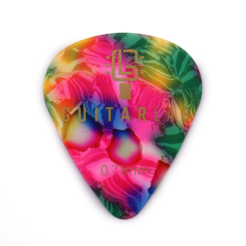 Guitar Pick Gift Tin by Guitar Lab | Guitar Accessories | Celluloid plectrums for electric, acoustic, bass guitar or ukulele | 18pcs. 0.46mm, 0.71mm and 0.96mm