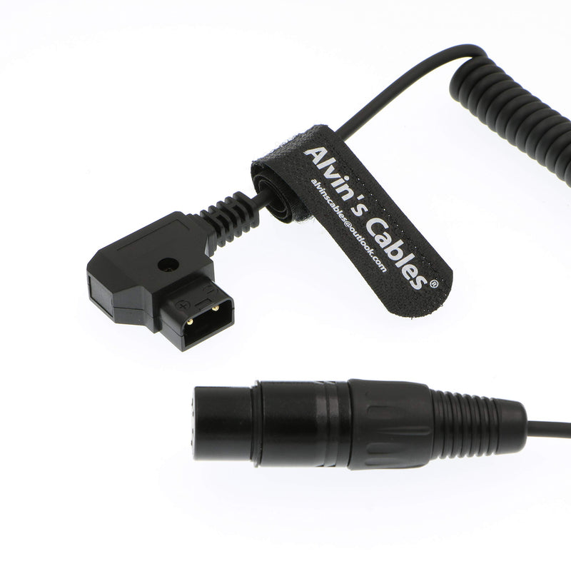 Alvin's Cables XLR 4 Pin Female to D Tap Coiled Power Cable for Practilite 602 DSLR Camcorder Sony F55 SXS Camera Coiled Cable