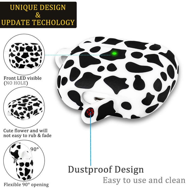 Airpod Pro Case Soft Silicone - LitoDream Case Cover Flexible Skin for Apple AirPods Pro Charging Case Cute Women Girls Protective Skin with Keychain - Cow Cow Print
