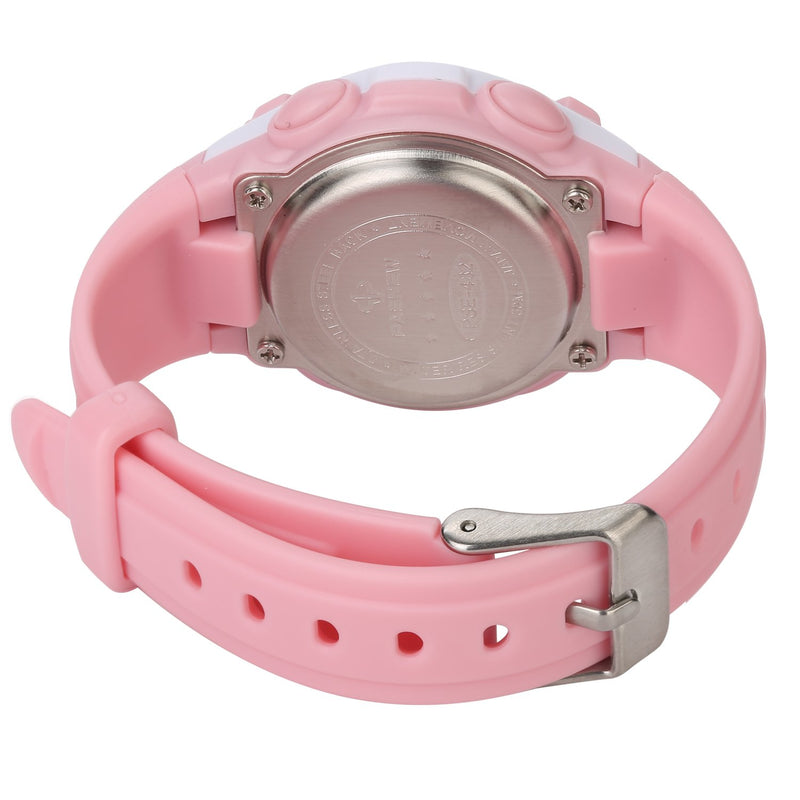Digital Multi Function Sports Water Resistant 7-Colors Backlight Wrist Watches Children Boys Girls Pink