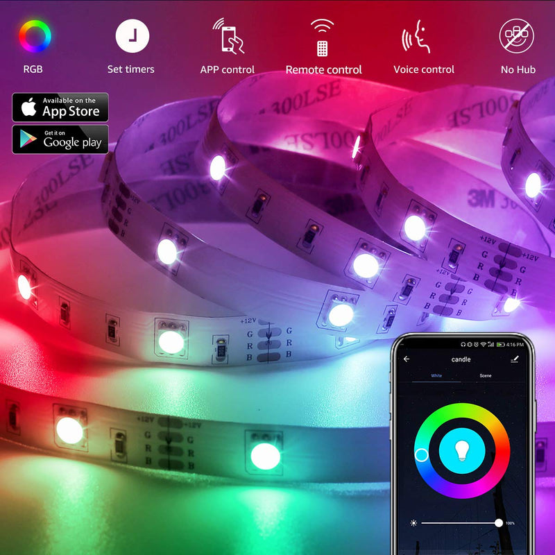 [AUSTRALIA] - LE LED Strip Lights, WiFi Smart 32.8ft Color Changing LED Strips, SMD 5050 LED Rope Light, App&Remote Controlled, Tape Light for Bedroom, Home and Kitchen 