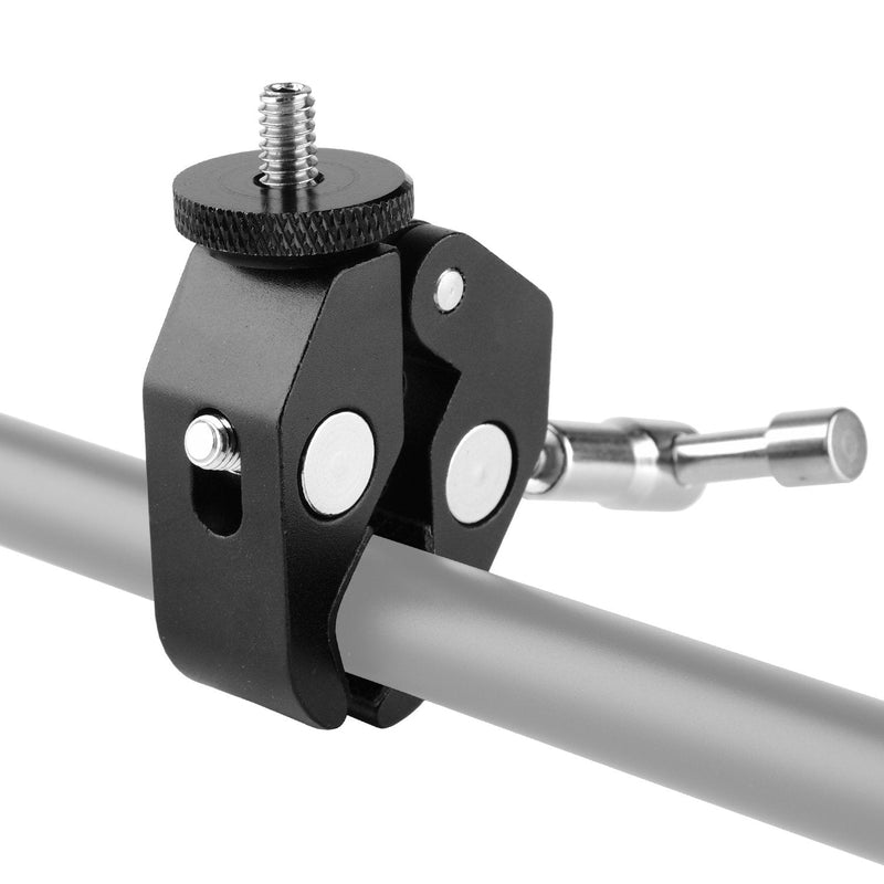 ChromLives Super Clamp Photography Camera Crab Clamp with 1/4''-20 to 1/4'' 20 Screw Converter for 15mm Rods/Lights/Umbrellas/Shelves/Cross Bars and More