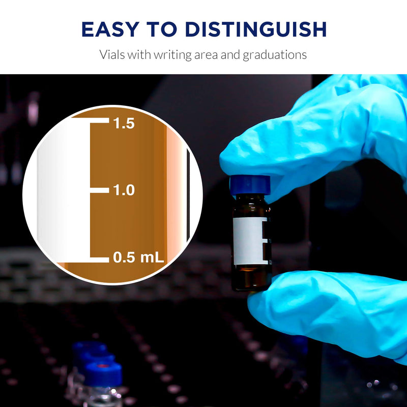 [AUSTRALIA] - 2mL Autosampler Vials with Writing Area and Graduations, 9-425 HPLC, Screw Cap, White PTFE & Red Silicone Septa, 100 Pcs Amber White Red Septa 
