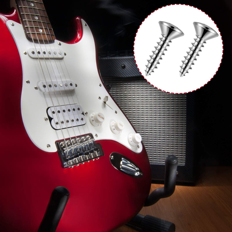 100 Pack 3 mm Guitar Screw Bass Pickguard Screws Guitar Mounting Screws for SG LP Guitar Bass Replacement (Black and Silvery)