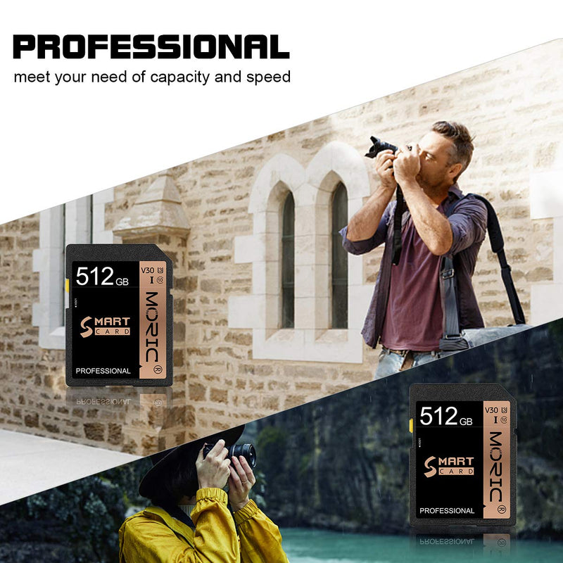 SD Card 512GB MemorySD Card Fast Speed Security Digital Flash MemorySD Card High Speed for Camera,Videographers&Vloggers and Other SD Card Compatible Devices