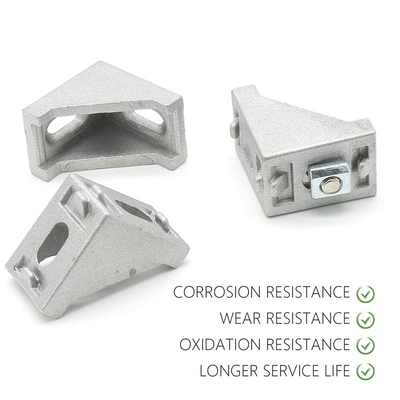 Qjaiune 20Pcs 2028 Inside Corner Bracket Gusset, Silver 20x28 Aluminum Extrusion Brackets, Aluminum L Bracket Connector for 2020 Series Aluminum Extrusion Profile with Slot 6mm 2028 Seriess, Bracket Only
