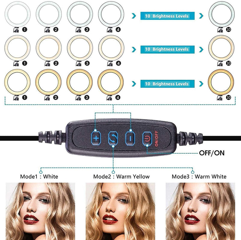 Kisluck 10"USB Selfie Ring Light with Tripod Stand - Dimmable Desktop Ringlight with Bluetooth Remote Control,Circle Light LED Camera Lighting for Live Stream/Makeup/YouTube/TikTok