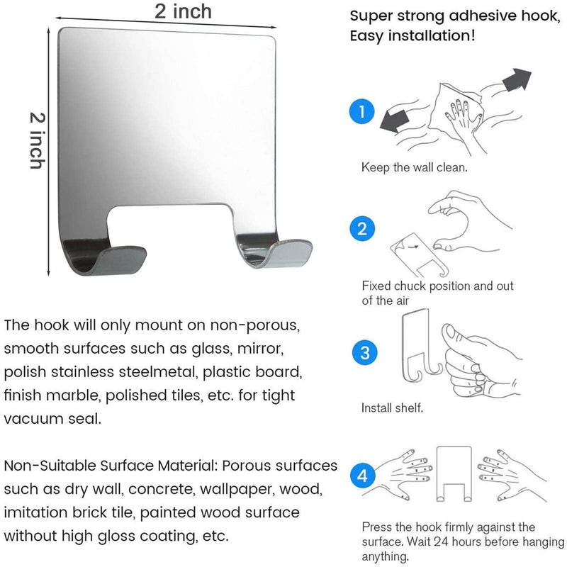 K Kwokker 12 Inch Squeegee for Shower, Shower Squeegee with Suction Cup Hooks, for Glass Door Marble Mirror Bathroom, Chrome Plated Stainless Steel Deluxe Car Window Home Kitchen Tile Scraper