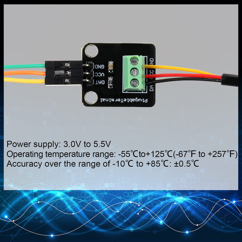 [AUSTRALIA] - 4 Sets DS18B20 Temperature Sensor Module Kit with 1 m/ 3.2 Ft Waterproof Digital Stainless Steel Probe -55 to +125 Degrees Celsius, Compatible with Raspberry Pi 