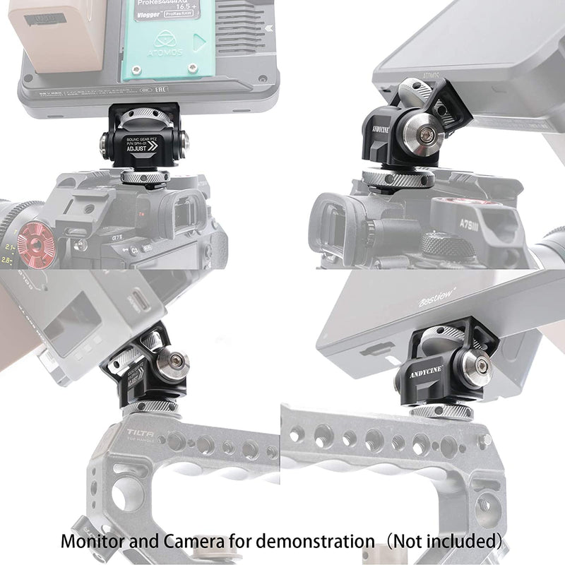 ANDYCINE Field Monitor Holder with Cold Shoe and Bounce Locating Pin for 5inch and 7inch Monitor Tilt 180 Degree Swivel 360 Degree 6.6lbs Load Weight