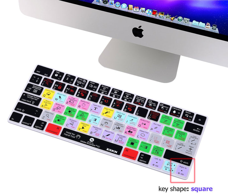 XSKN Magic Keyboard Adobe Illustrator Shortcut Keyboard Cover, Durable AI Hotkeys Silicone Keyboard Skin for Apple Magic Keyboard MLA22LL/A MLA22B/A (Not fit for Other Models)