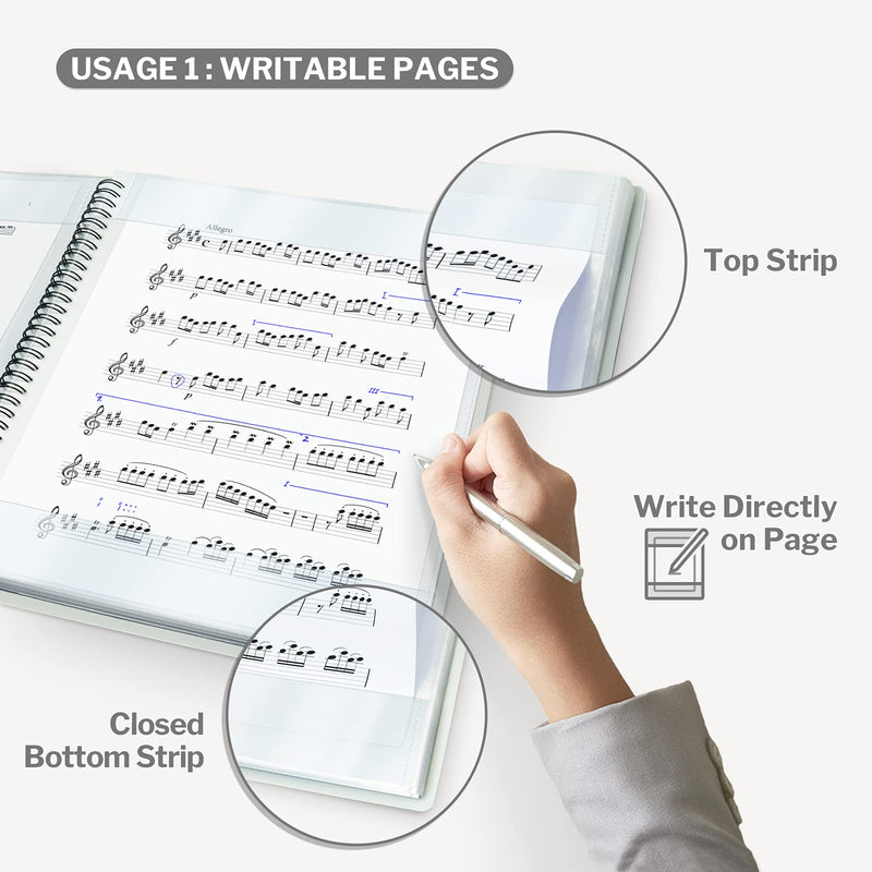 CRANBURY Sheet Music Folder 8.5x11 Binder - (Black), Spiral Bound Lies Flat with Writable Pages, Sheet Music Organizer for 8.5 x 11 Music Sheets, Easy Page Turn, 24 Pockets Display 48 Pages 1 Pack 8.5x11" Black