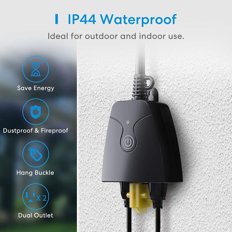 [AUSTRALIA] - meross Outdoor Smart Plug, Outdoor Wifi Outlet with 2 Grounded Outlets, Remote Control, Timer, Waterproof, Works with Amazon Alexa, SmartThings and Google Assistant, 2.4Ghz only, FCC Certified, Non-HK 