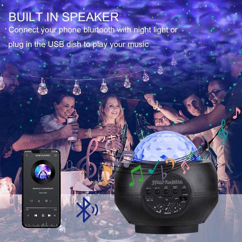 [AUSTRALIA] - Star Projector Night Light -Jior Starry Projector Lights with Bluetooth, Starry Projector with Remote Control, 48 Lighting Modes, Star Projection Lights Apply to Kids/Bedroom/Ceiling Black 