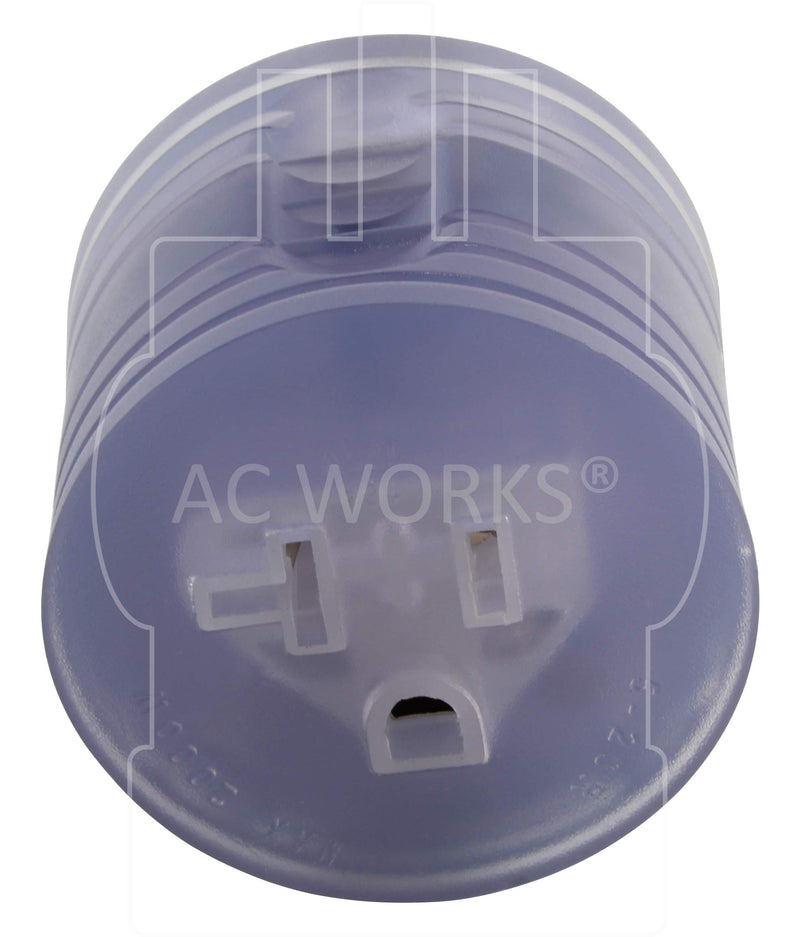 AC WORKS TT-30P RV/Generator 30Amp Plug to 5-15/20R Adapter with Power indicator (Compact) Compact