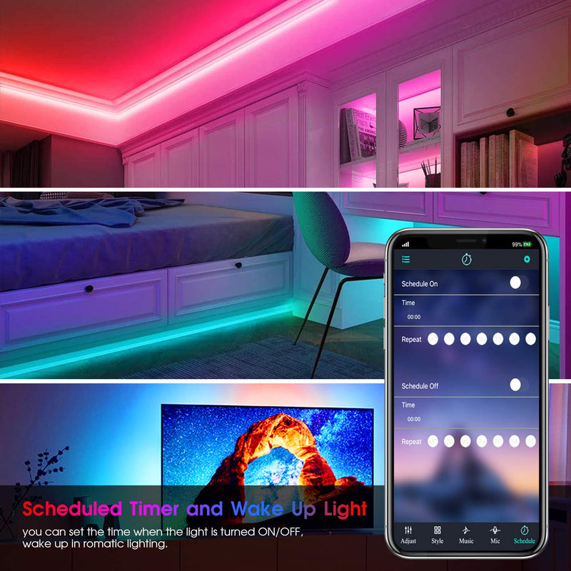 [AUSTRALIA] - LED Strip Lights Music to Sync 65.6ft, TASMOR Ultra-Long Bluetooth RGB LED Light Strip for Bedroom App Controlled Color Changing Lights with IR Remote 5050 LED Rope Light 
